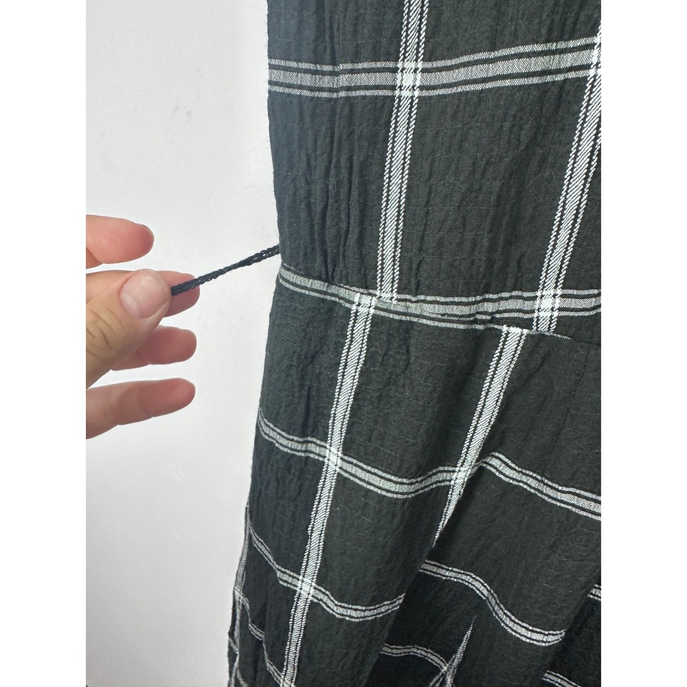 Calvin Klein Black White Windowpane Plaid Button Front Midi Shirt Dress Size 12 - Picture 5 of 7